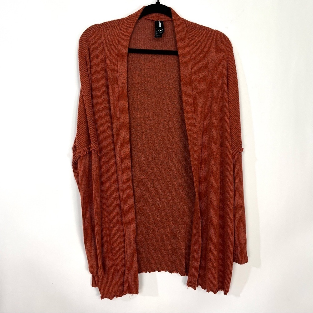 Agnes and Dora Ribbed Long Sleeve Burnt Orange Cardigan Sweater Lightweight Sz M